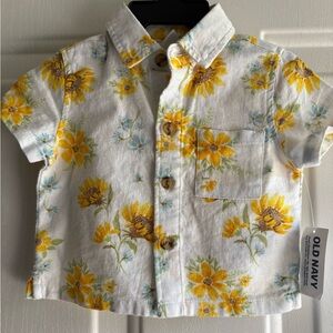 Old Navy Floral Baby Button Down 0-3M